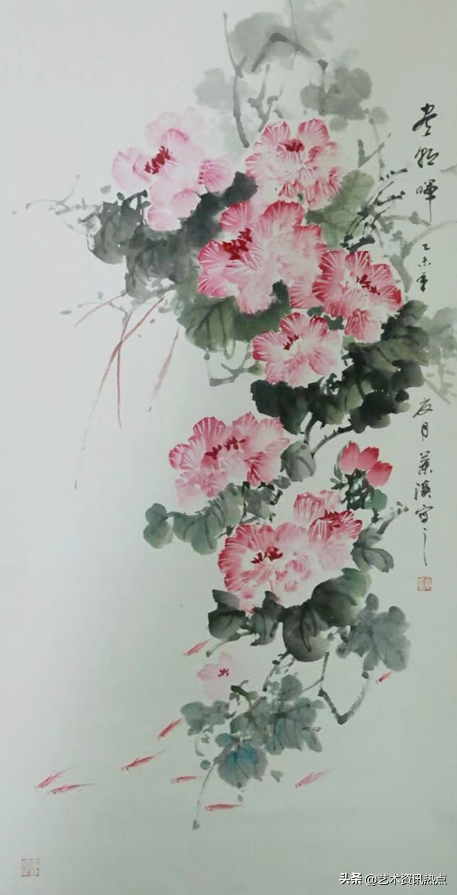 名家推荐|画家李维娜，惟妙惟肖婀娜多姿之芙蓉图