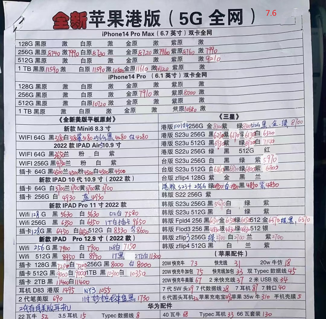 华强北手机批发一手货源报价清单,2022年5月深圳华强北手机批发