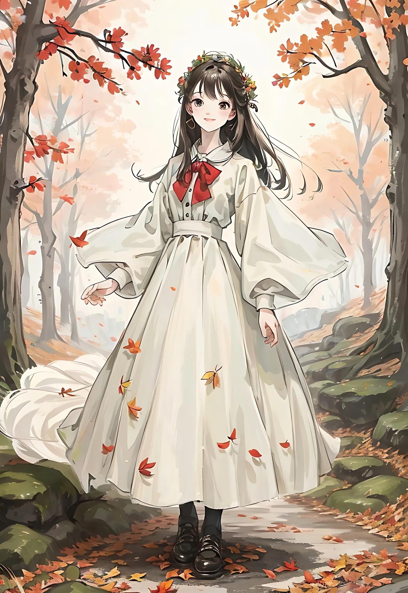 四月唯美插画,三月踏青插画