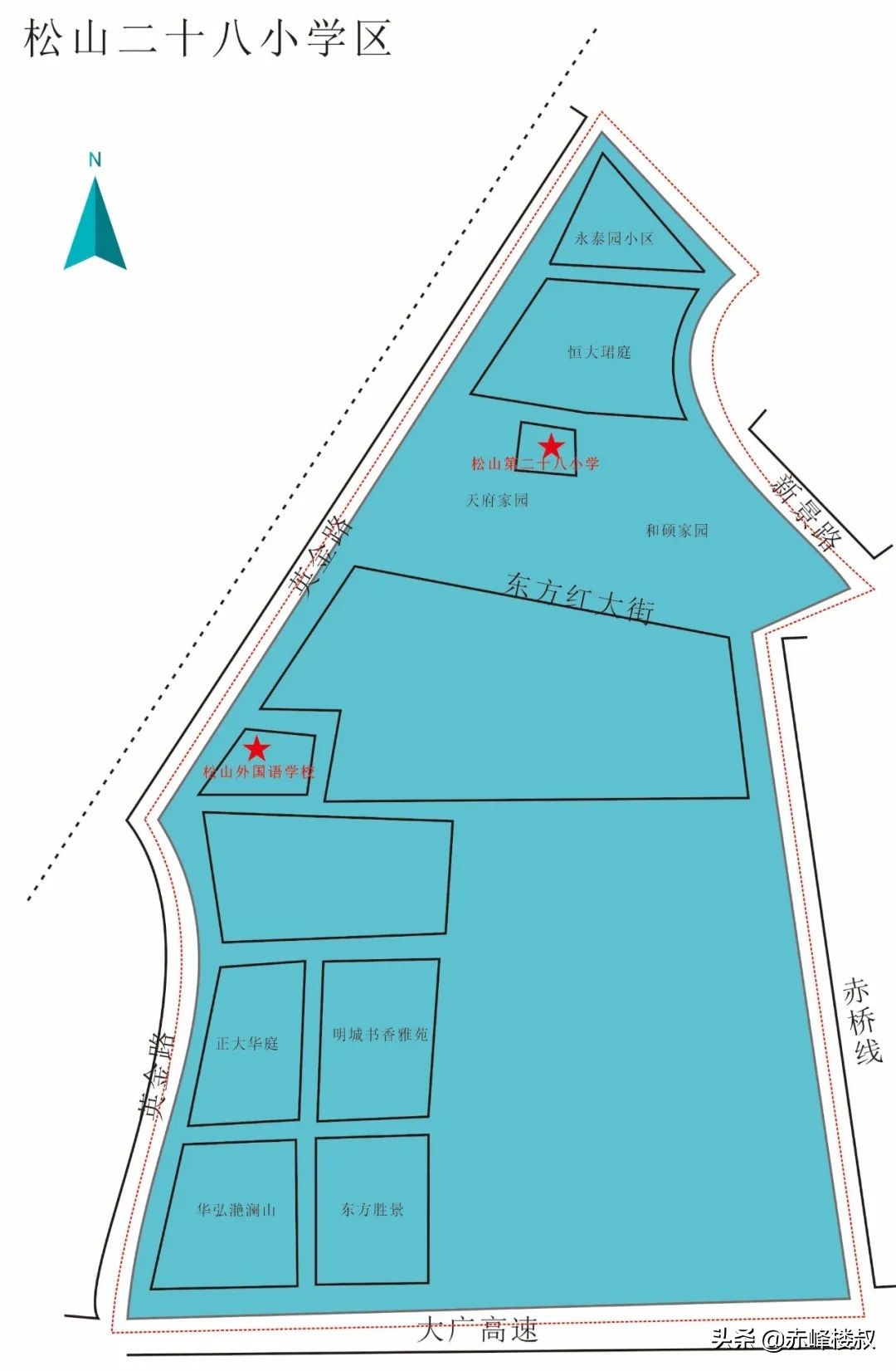 2023年松山区中学学区分布图,松山区学区规划