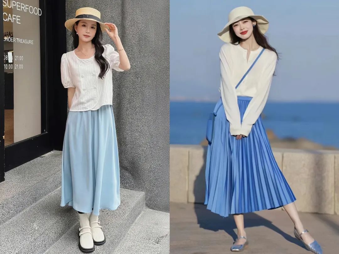 蓝白穿搭真的百看不厌,夏天蓝白格子衫配什么短裤好看