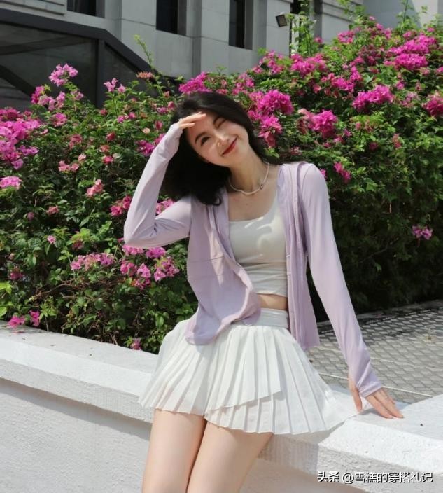 防晒衫吊带背心短裙三件套,今年最洋气的防晒衫搭裙子