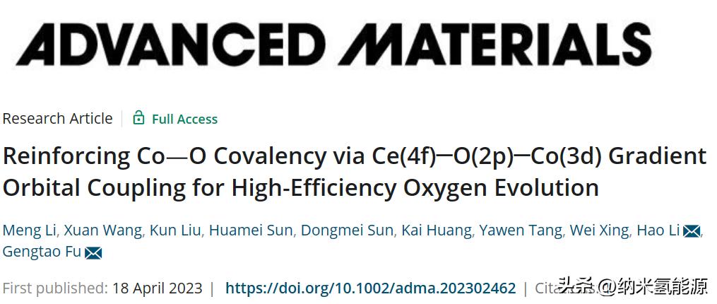 AM:通过梯度轨道耦合来加强Co-O共价作用，实现高效OER