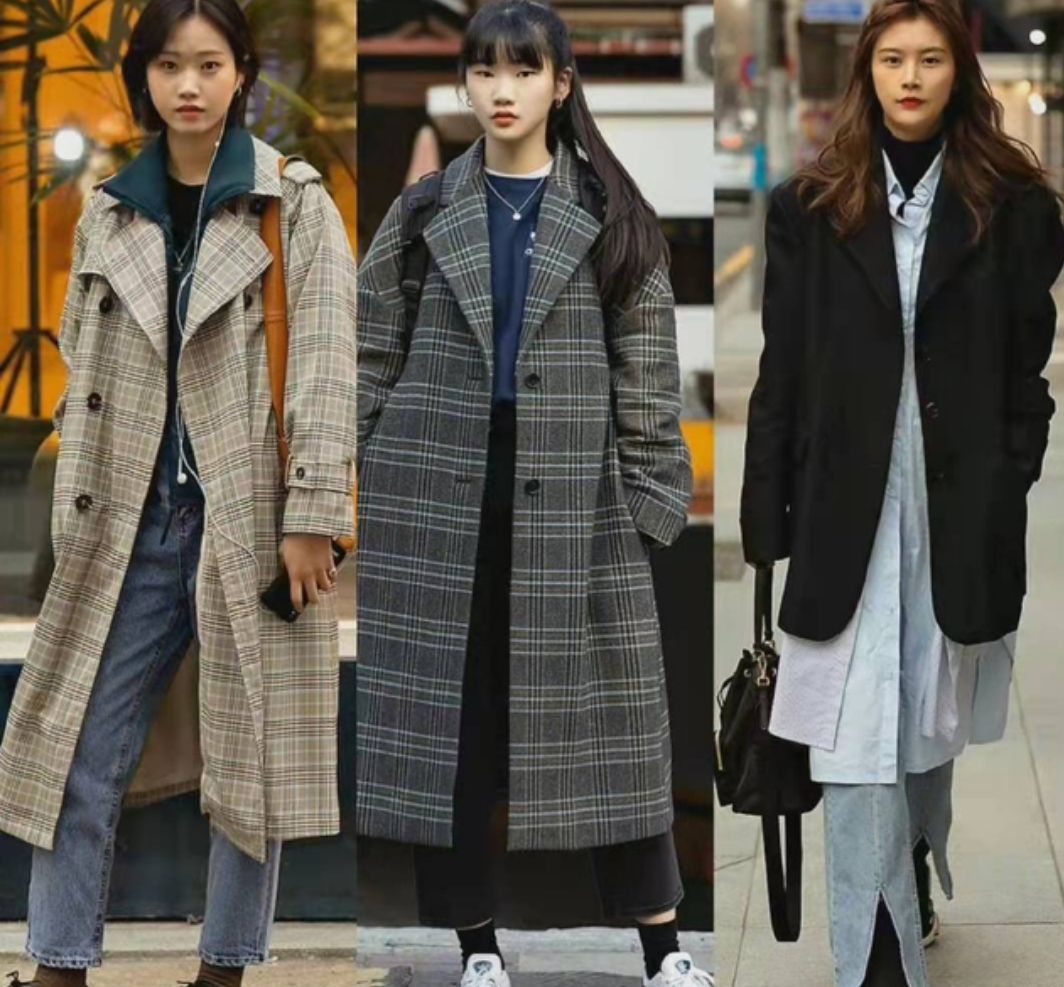 韩国女生穿搭路人视角,韩国街头女生穿搭
