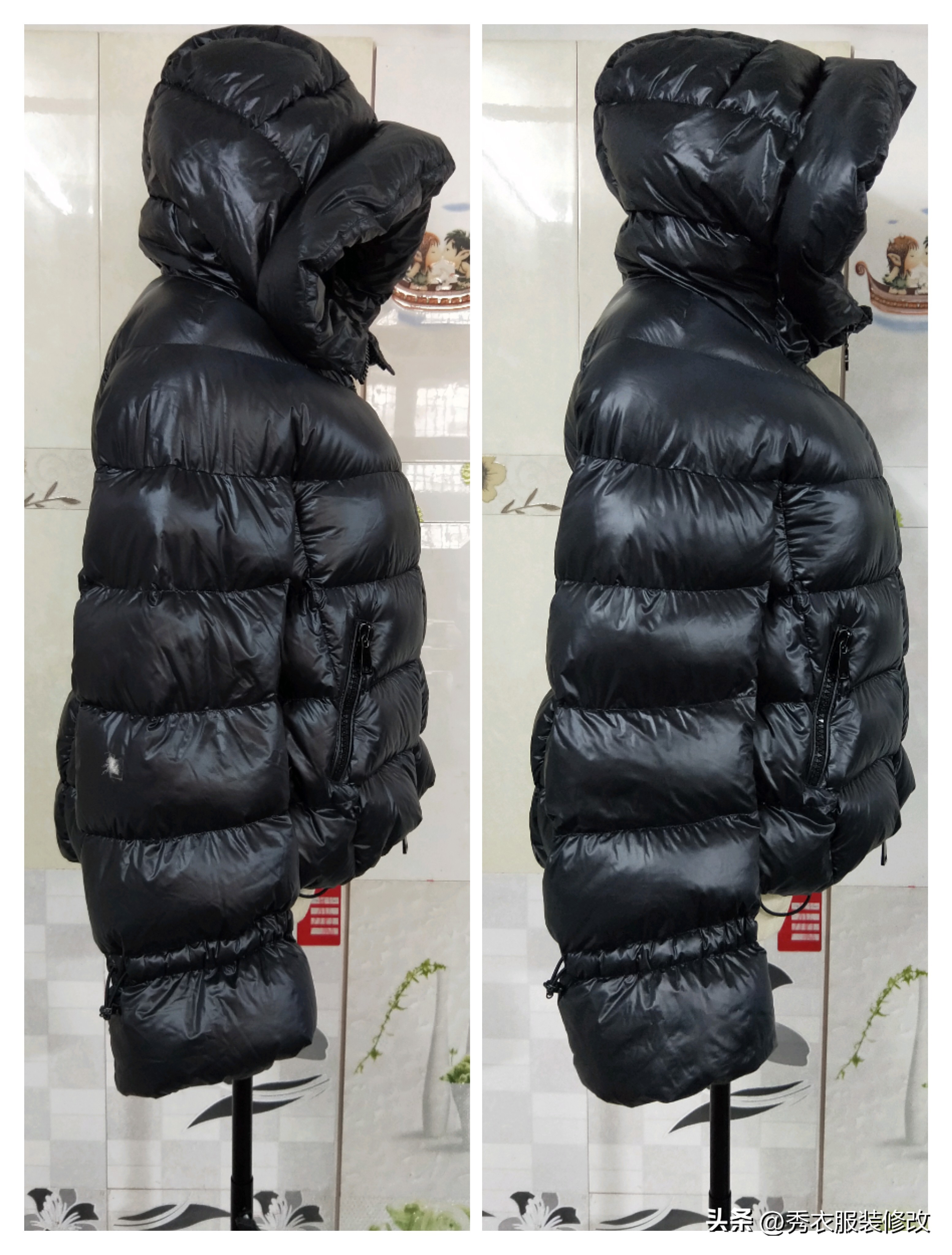 黑色羽绒服破洞用什么颜色来修补,羽绒服上破洞缝好怎么一拉秒藏线