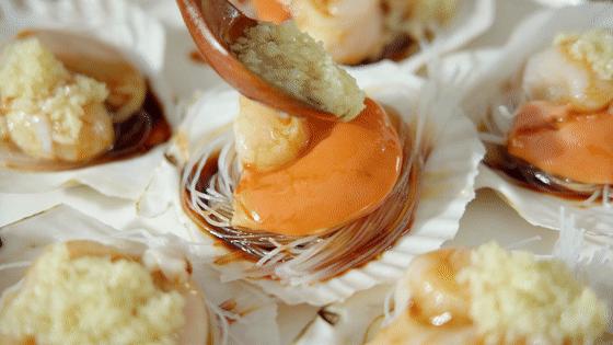 蒜蓉粉丝大虾蒸扇贝,蒜蓉粉丝蒸扇贝鲍鱼生蚝的做法