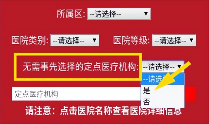 不用事先选定的定点医院有哪些,定点医院哪些无需选择