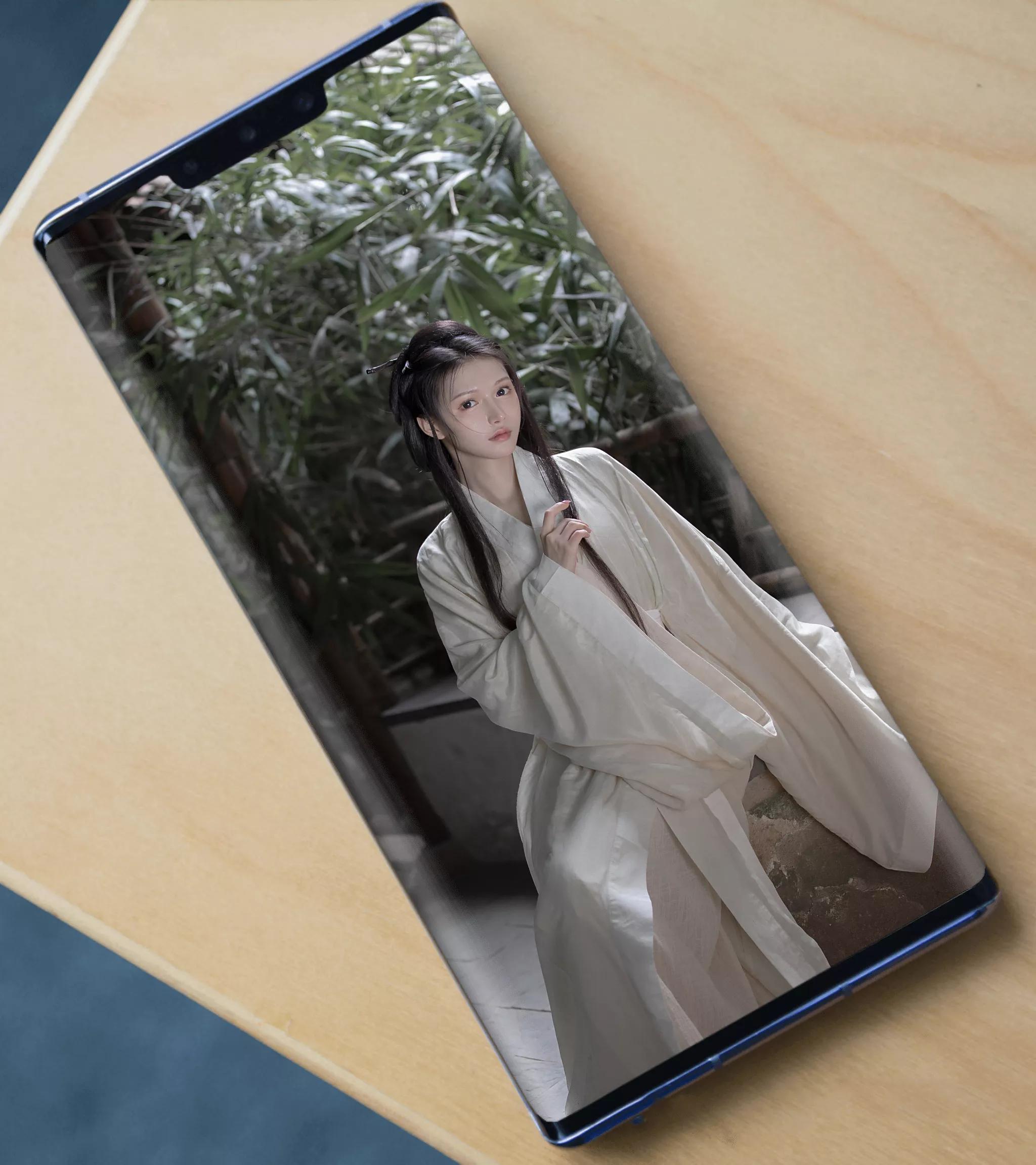 唯美古风金黄汉服美女壁纸,梦回大唐汉服夜景拍摄