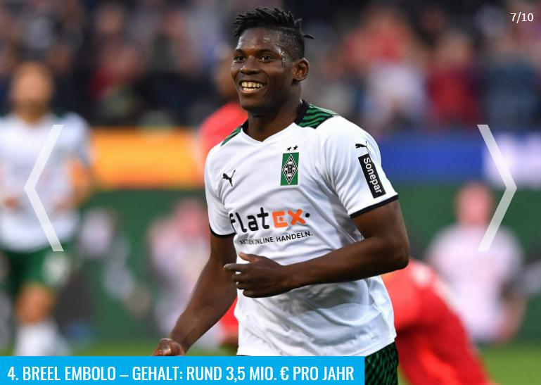 “德转”细数新赛季门兴球员收入TOP10，小本经营的典范