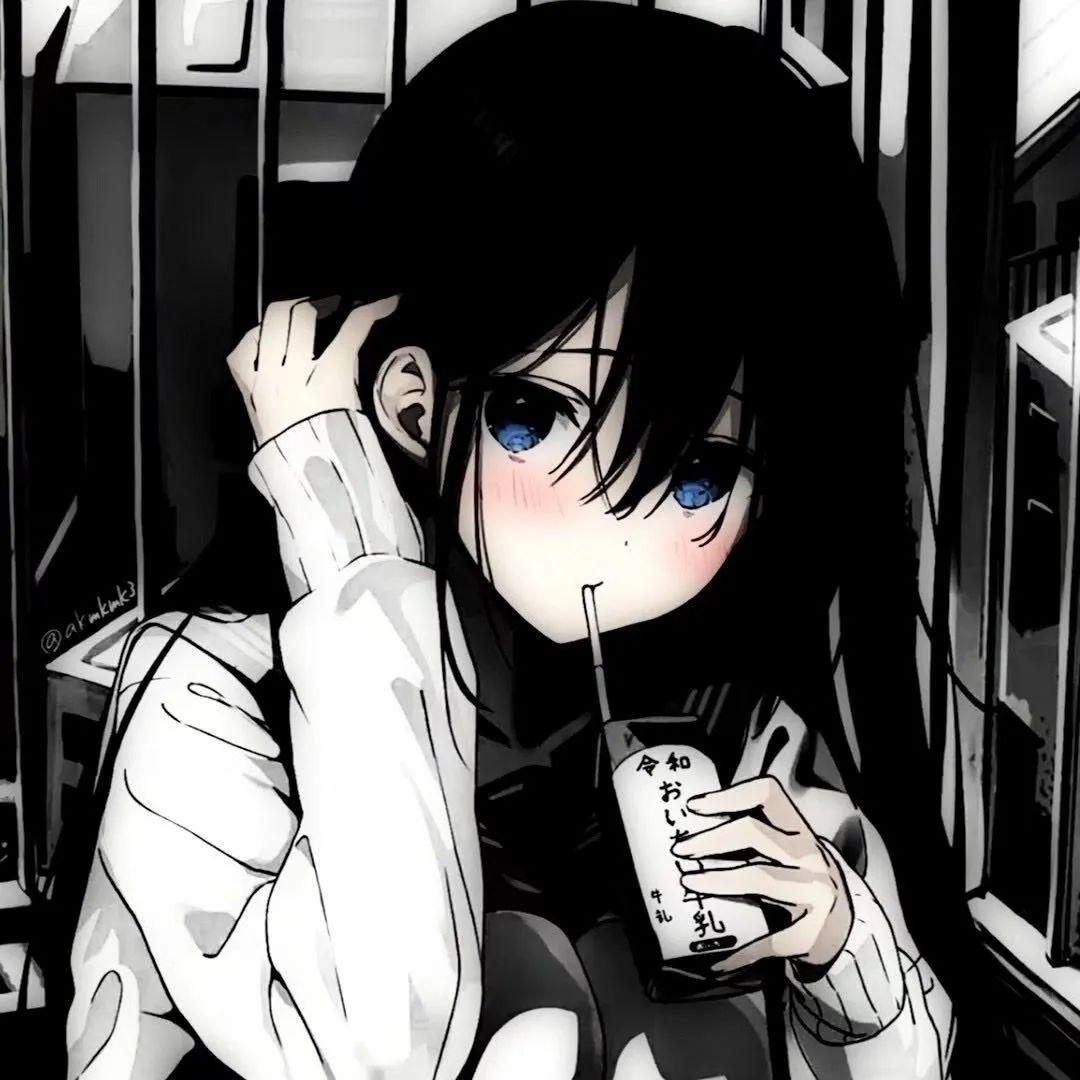 wechat头像女动漫黑白,wechat黑白清冷头像