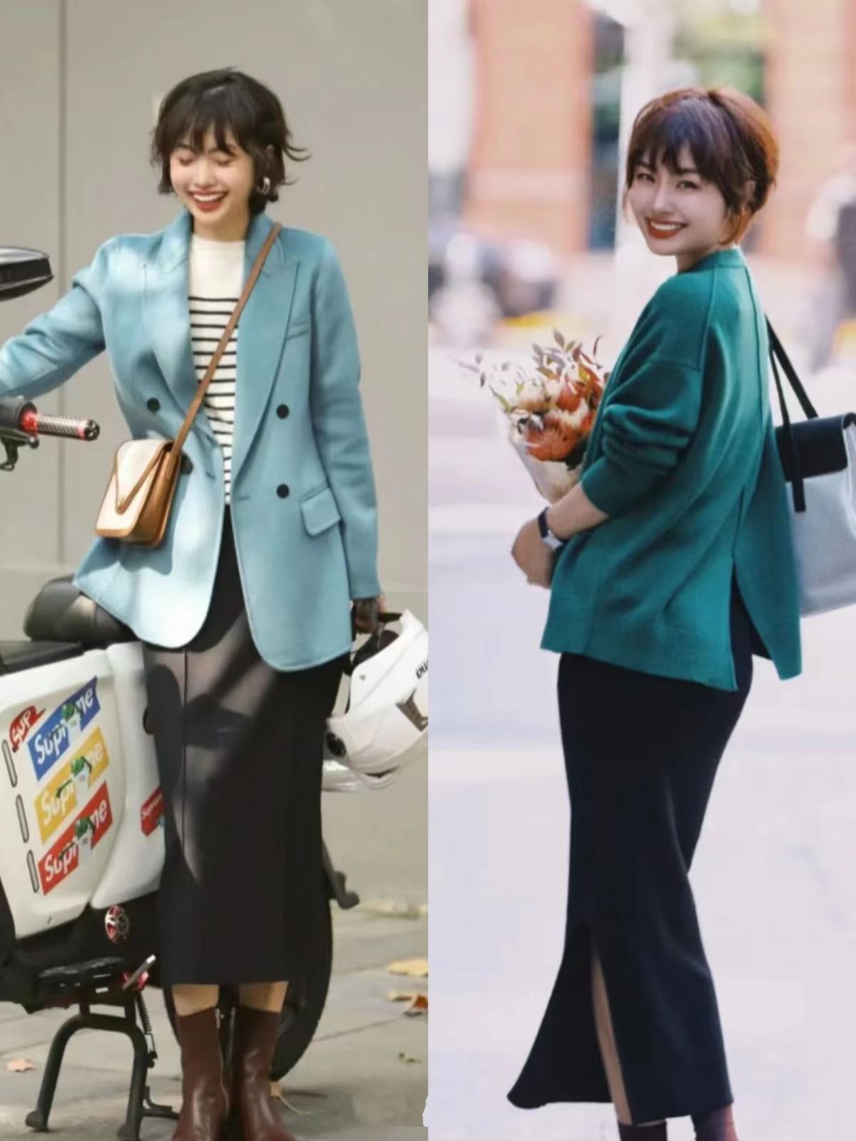 时髦精告诉你,九分裤短靴时髦精都在穿