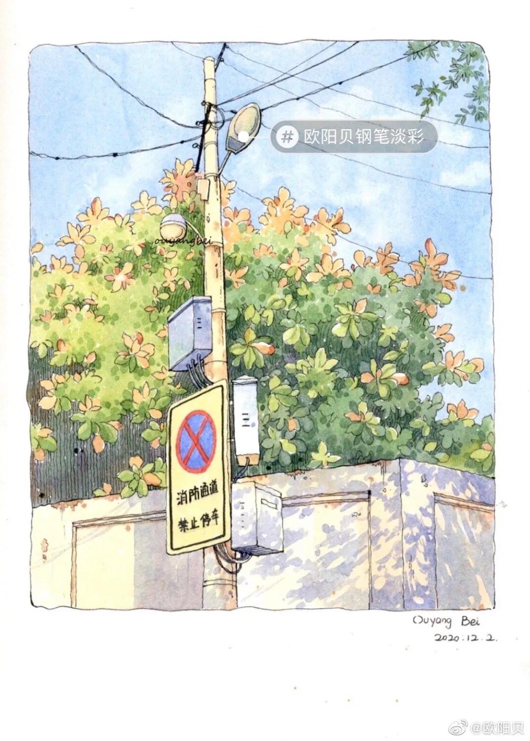 95后女孩画山水画,95后女大学生画山水课堂