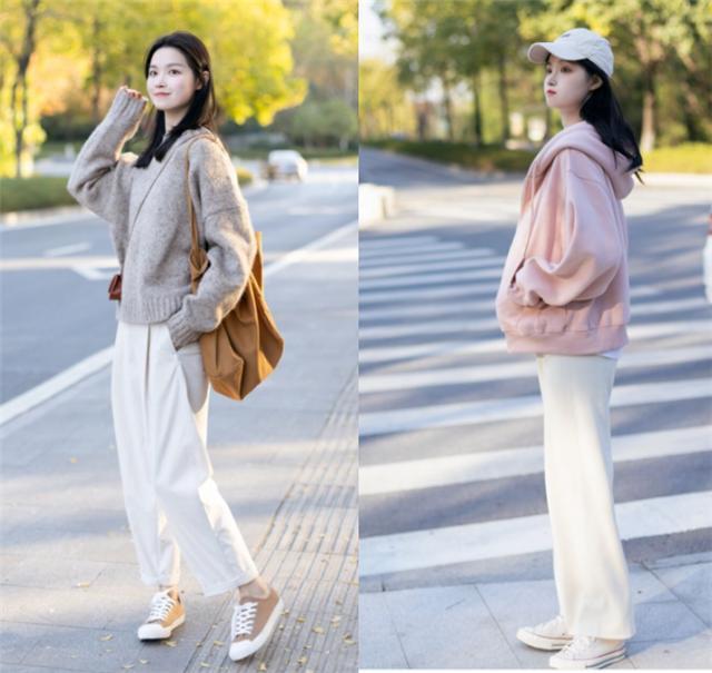 小白裤这样穿才不low还倍显高级感,好看的休闲百搭的小白裤