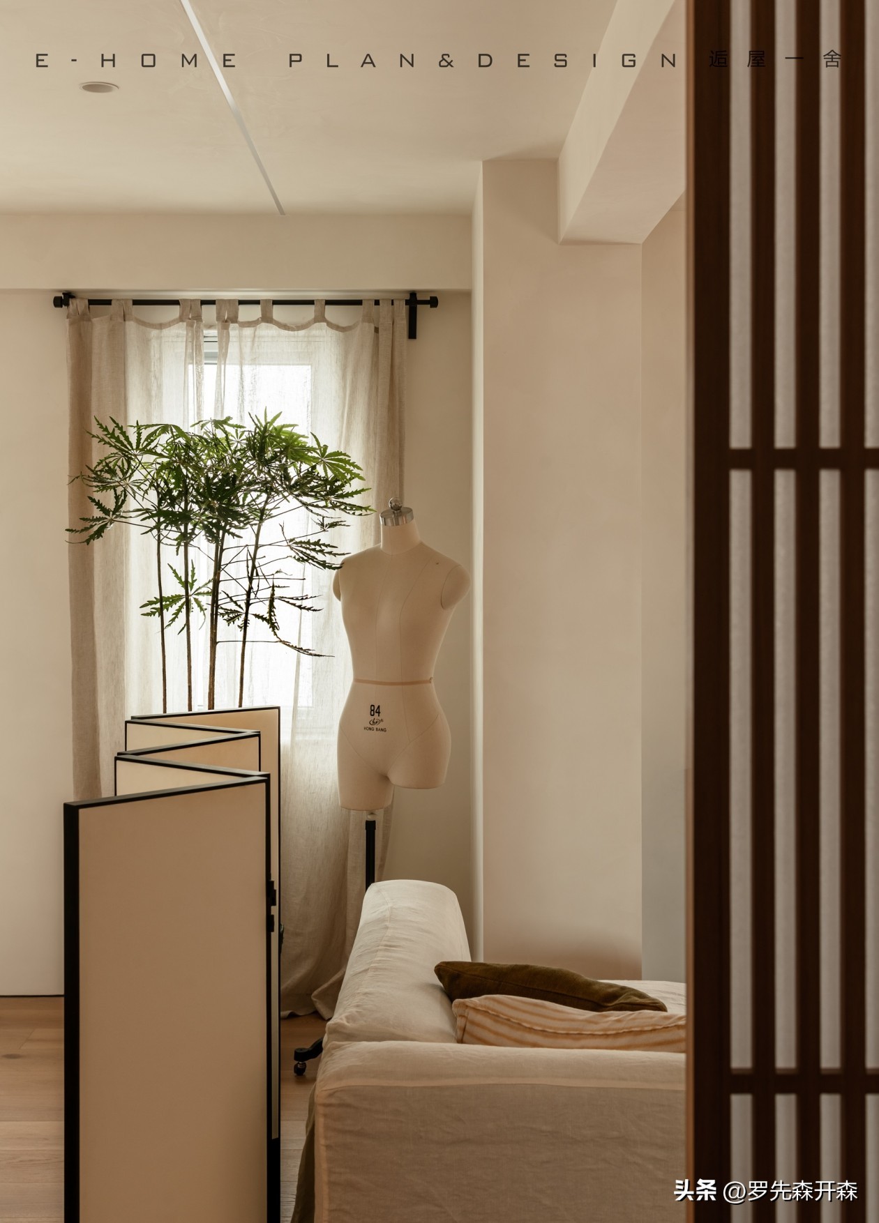 一人居简约卧室效果图,客厅装成卧室书房