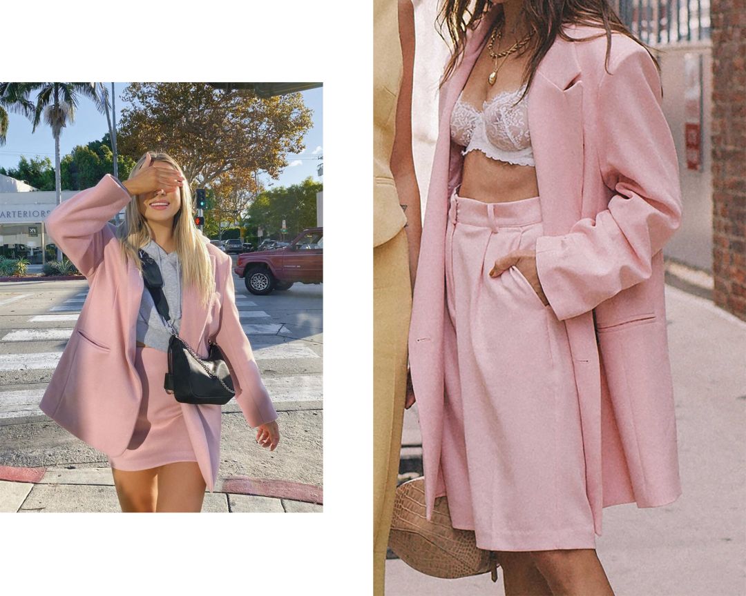 粉色搭配的高级穿法,粉色大衣穿搭高级感