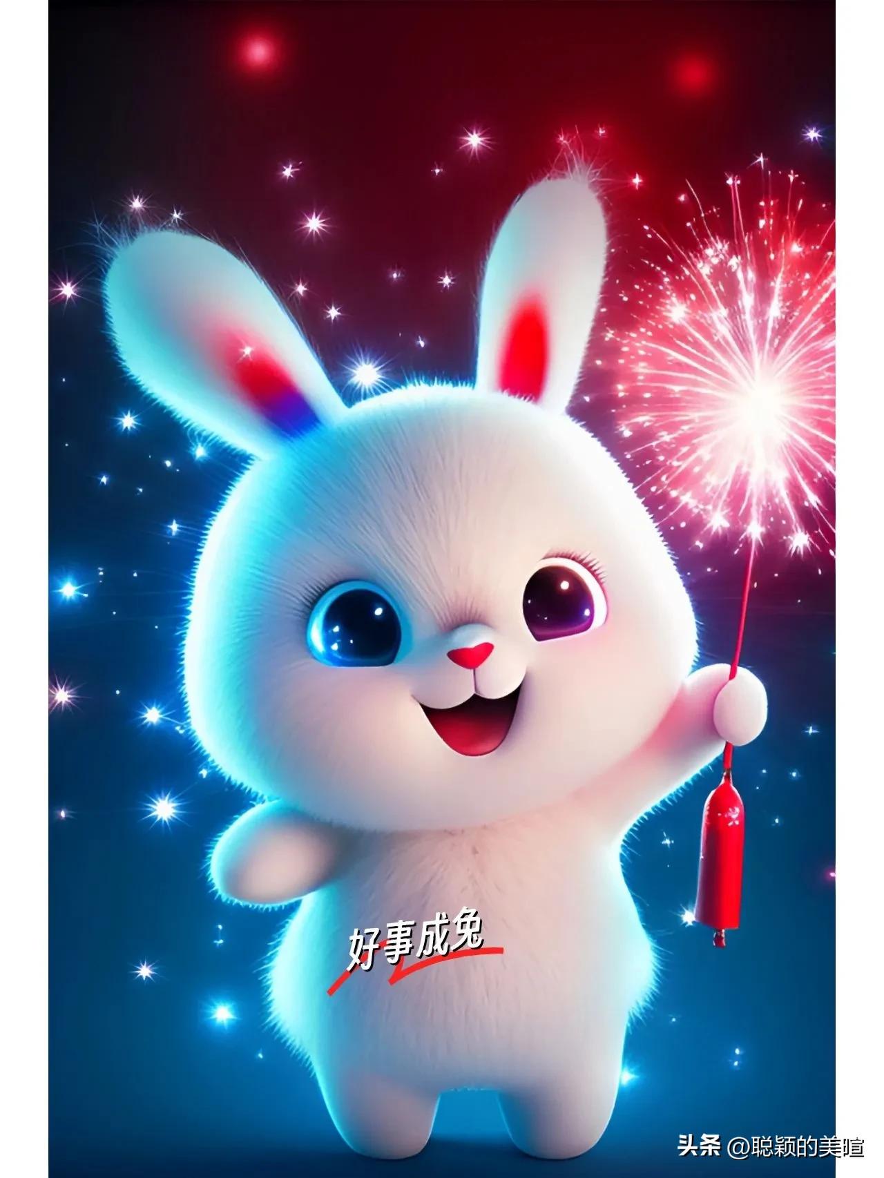 小兔子乖乖，把财门开开。福禄都进来，快乐又开怀。