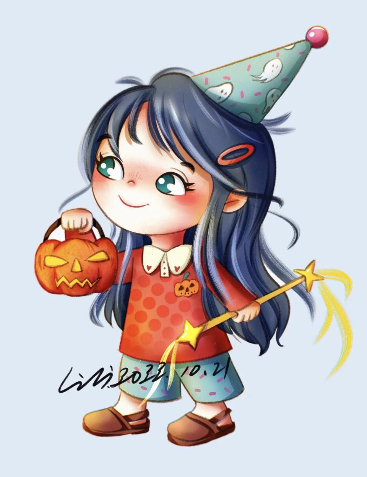 小清新豆豆眼小女孩插画,又凶又可爱的小女孩插画