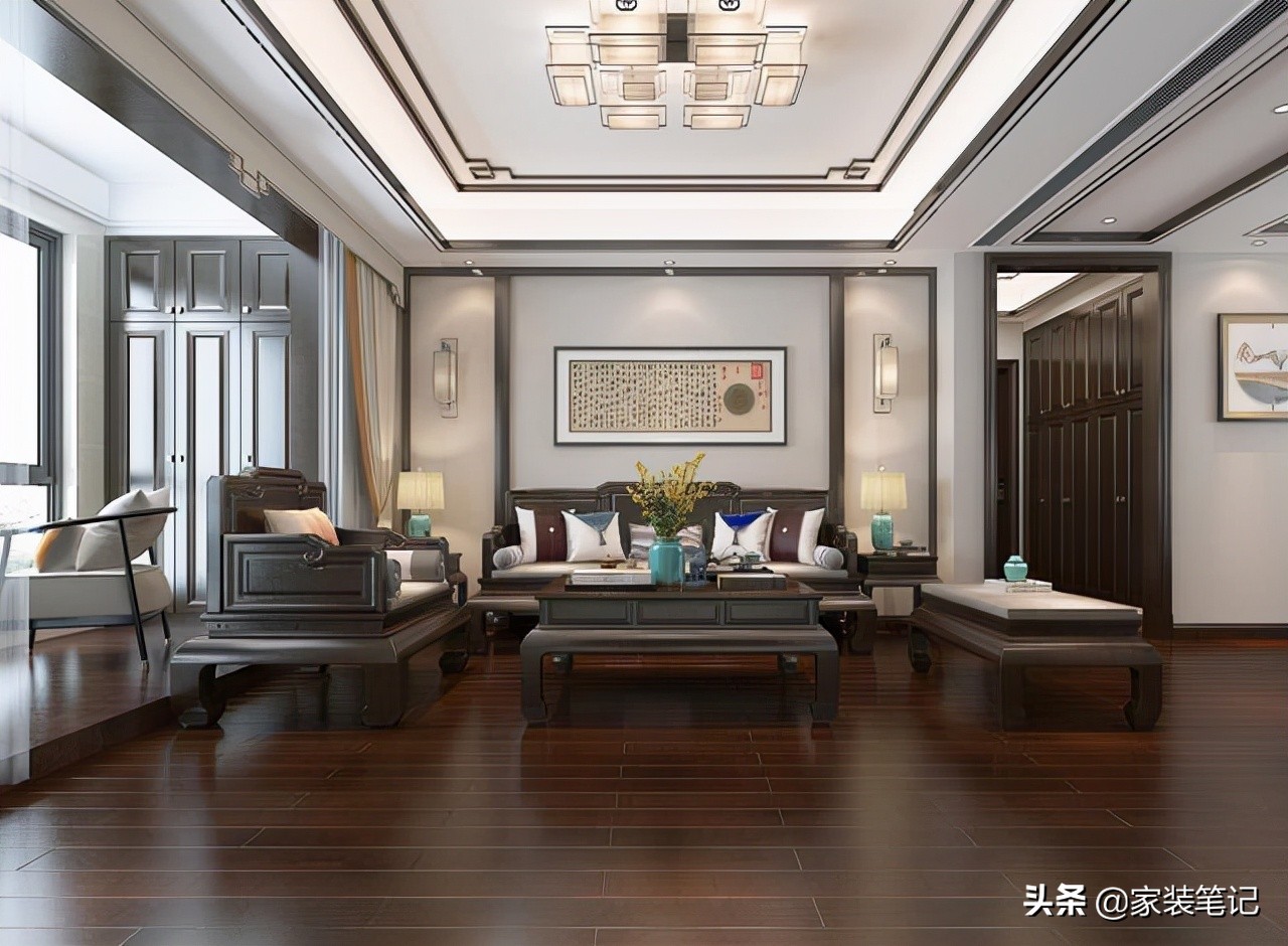 十大经典客厅设计,中式客厅吊顶效果图大全2021款