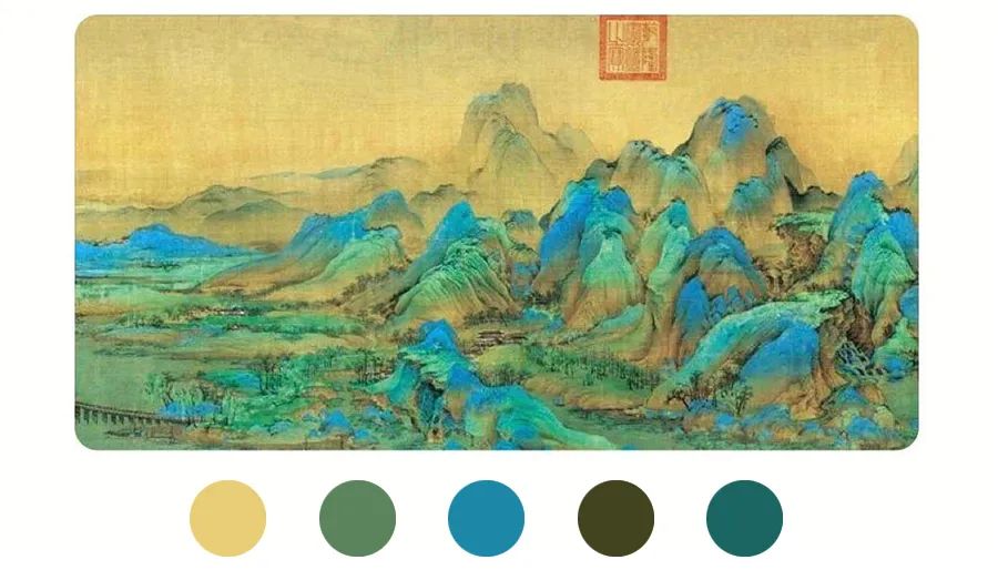 怎么用油画棒画千里江山图局部,千里江山图的河怎么用油画棒画