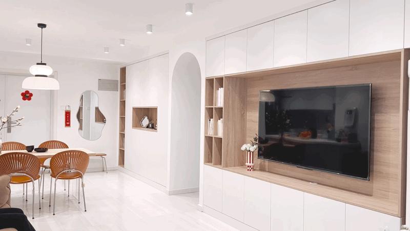 奶油白简约别墅,奶油白原木风小户型