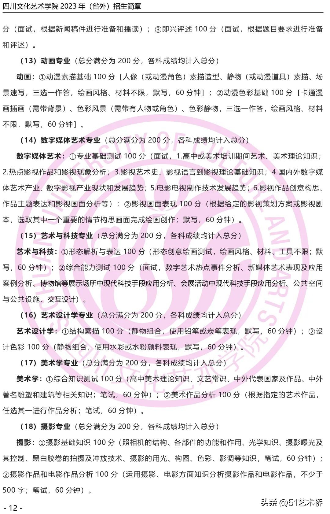 四川文化艺术学院2023年招生简章,四川文化艺术学院2023年校考内容