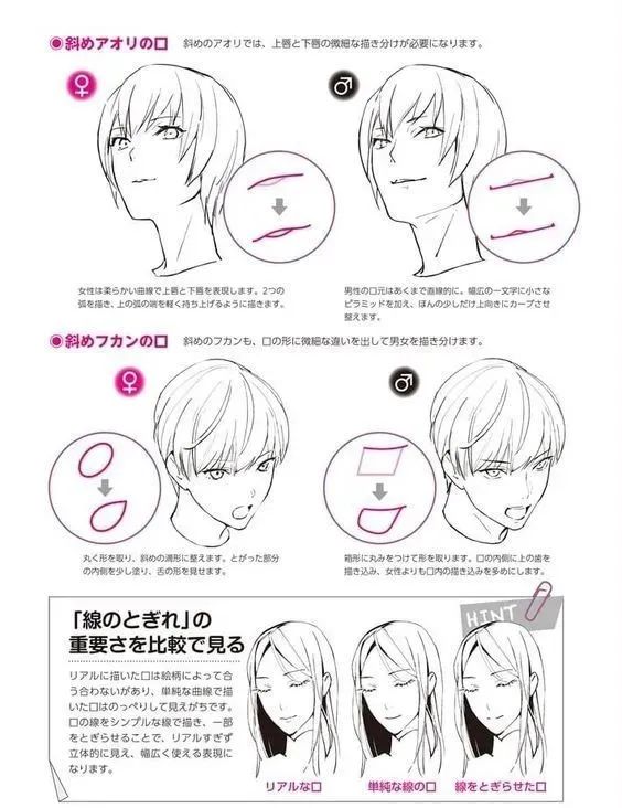 二次元人物侧脸五官绘画教程,二次元绘画嘴巴教程