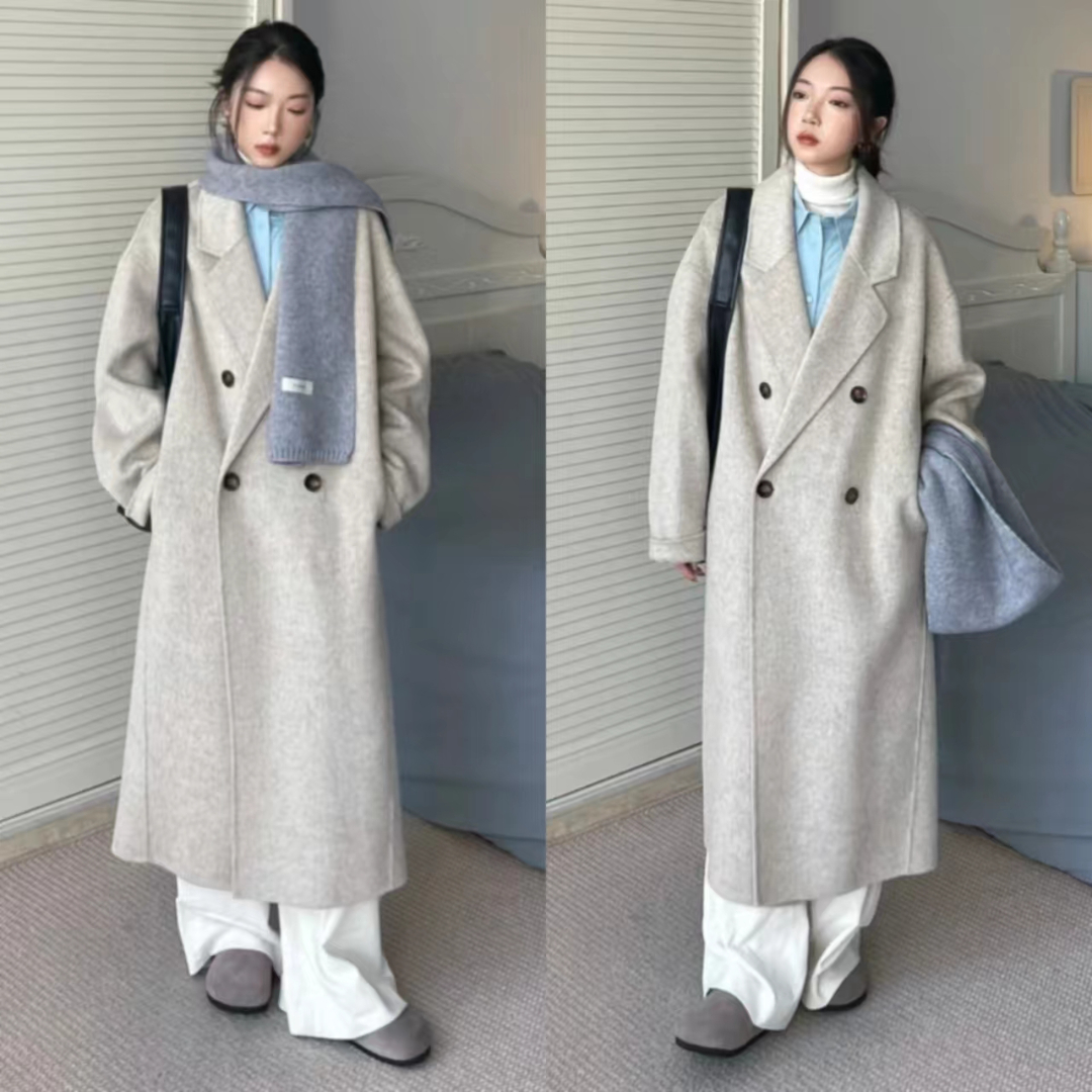 燕麦色大衣内搭什么颜色毛衣,燕麦色大衣高级穿搭图片