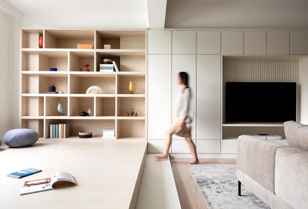 满墙收纳电视柜怎么设计好看,落地电视柜旁边搭配柜子效果图