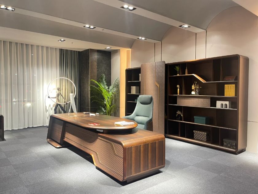 实木老板办公桌椅装修效果图,老板桌办公桌总裁桌椅