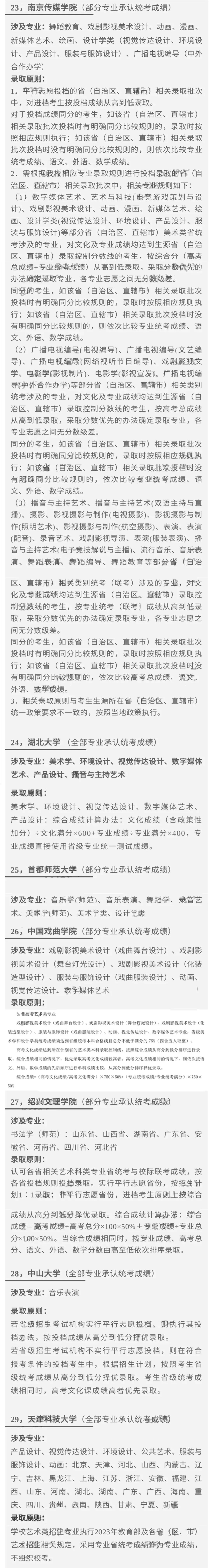 汇总！2023艺术类专业承认统考院校