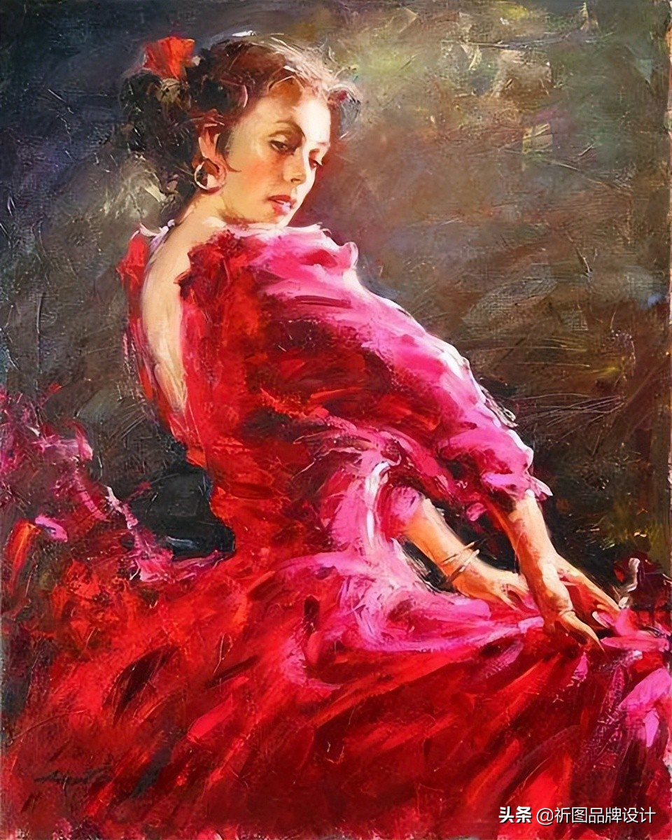 奔放狂野的舞者被安德鲁用画笔表现出来，腰窝突显的美背人体油画