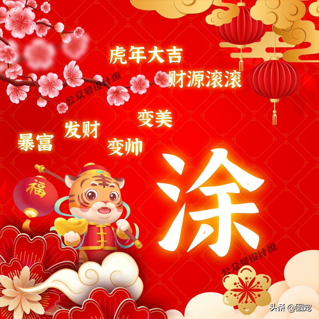 2023姓氏头像最新款虎年大吉,2022虎年姓氏头像好运霸气