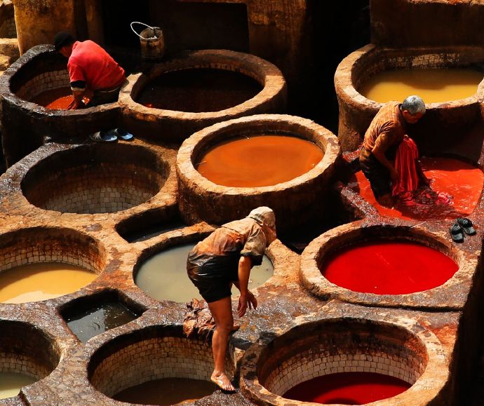 摩洛哥皮革大染坊菲斯 (摩洛哥的皮革染坊)