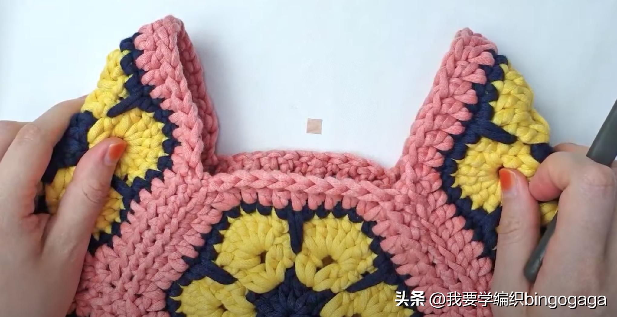 拼花包编织图解,教你编织漂亮的菠萝花包