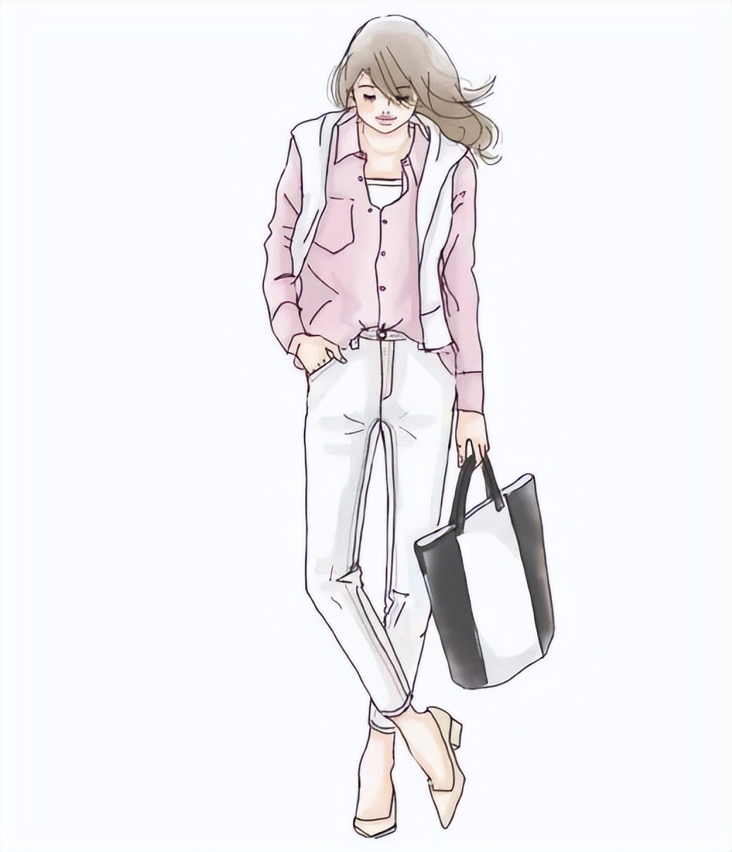四种不同风格的穿搭手绘,日系手绘风格穿搭