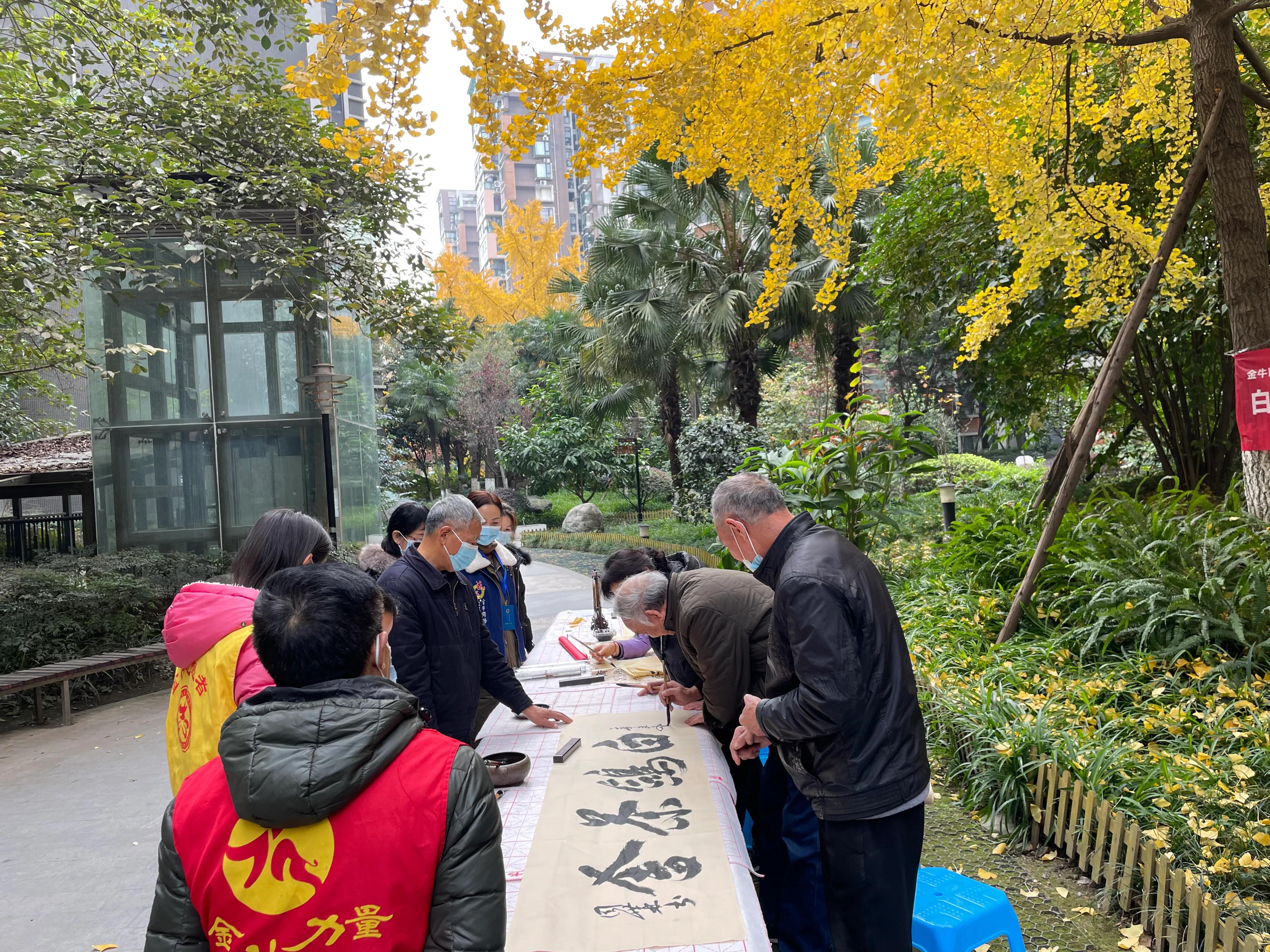 蜀西社区“白鸽茶舍”—聚才艺、兴共享书法绘画活动