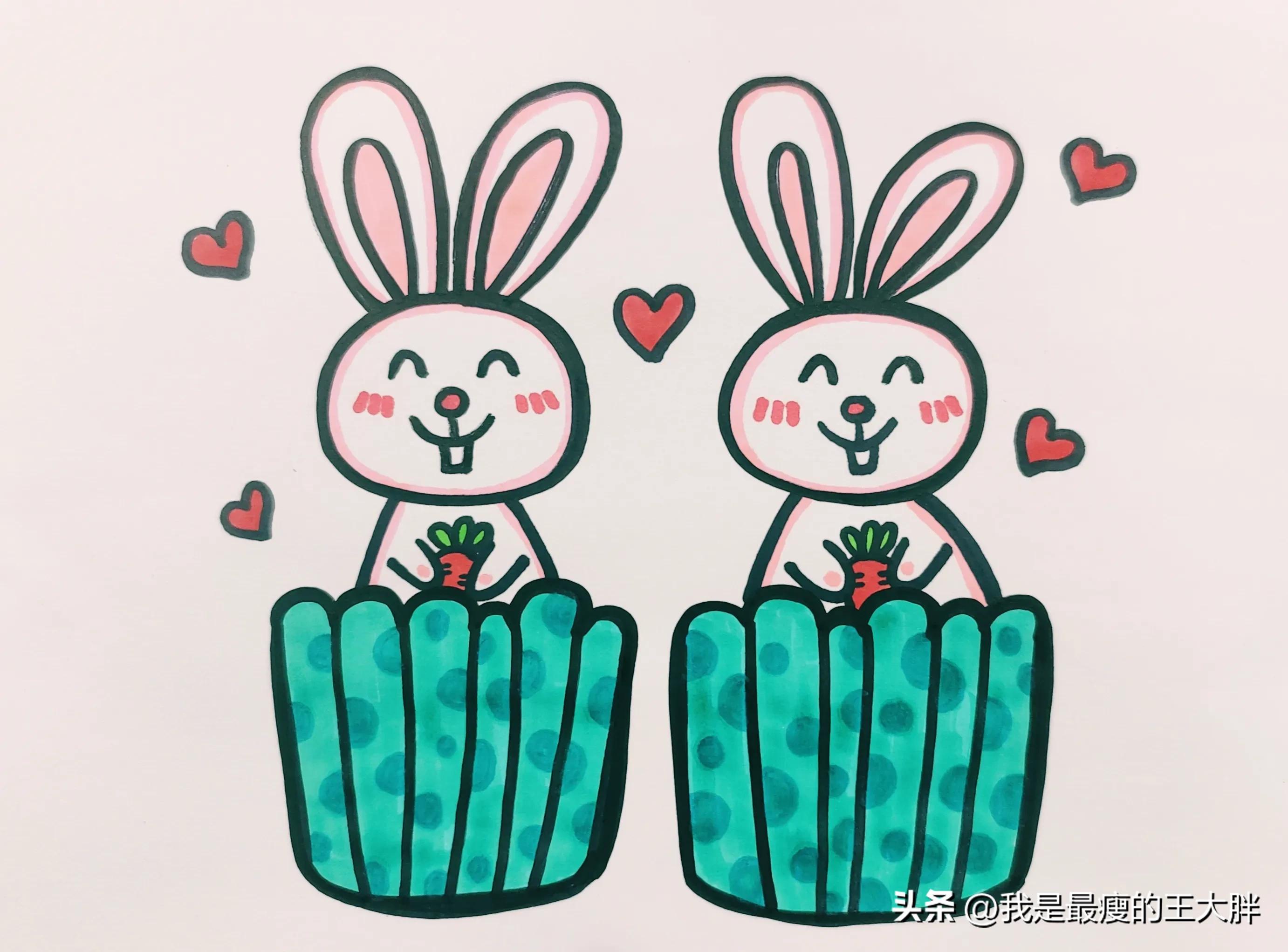 简笔画教程简单易学画小白兔,每日一画简笔画教程涂色