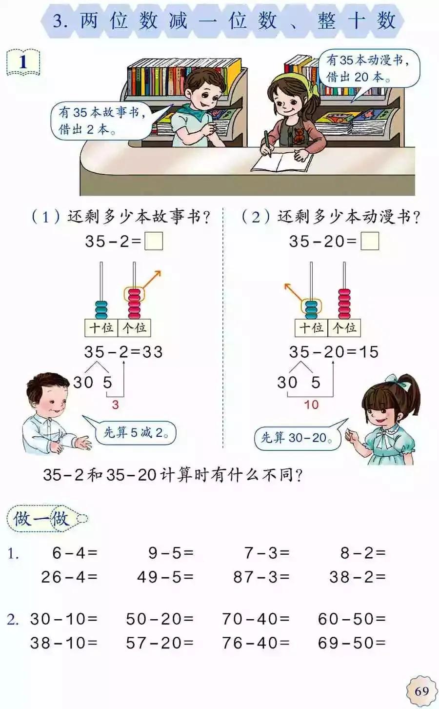 人教版小学数学(一年级下册)课本电子版寒假预习,快收藏