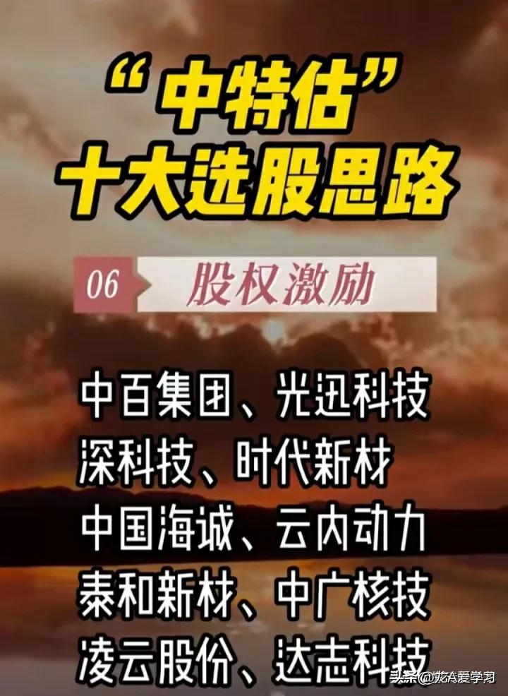 中特股八大思路,中特股龙头股一览表