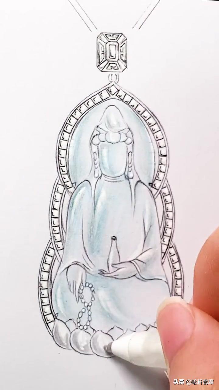 莫西沙翡翠观音成品,莫西沙场口的正装观音