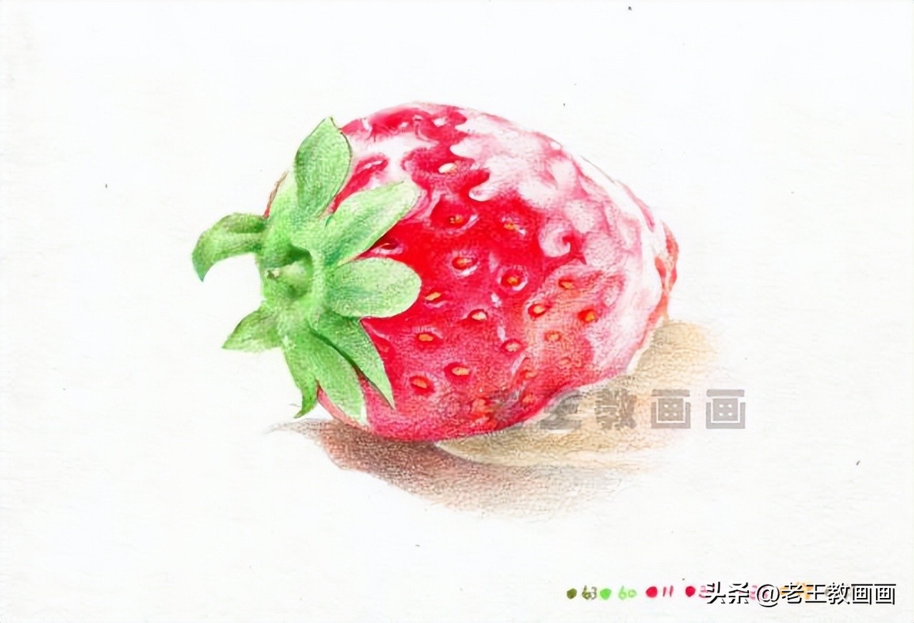 画彩铅草莓书签二年级,零基础学画彩铅画教程