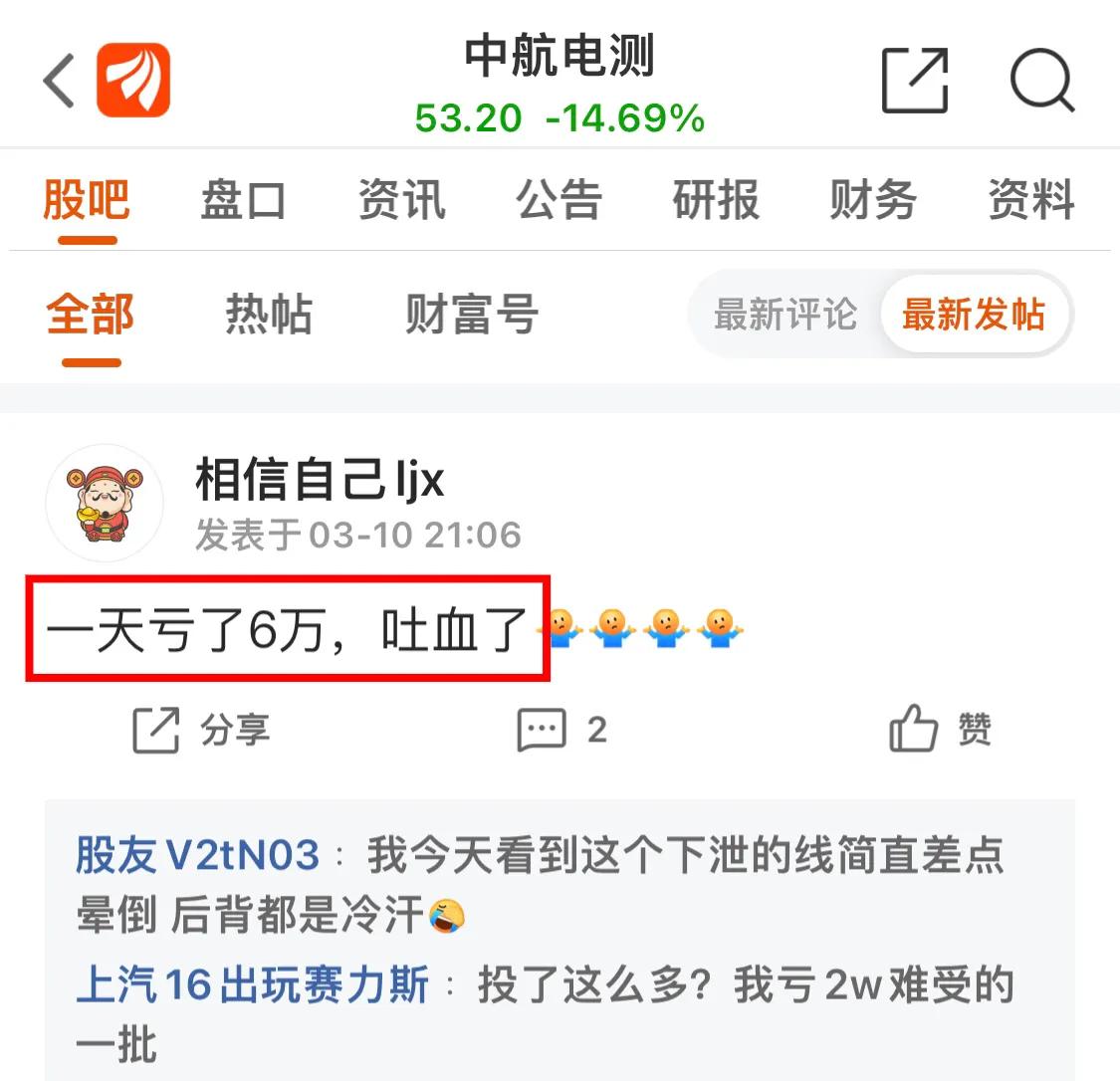 中航电测下跌的股票,带量杀跌可以买入么