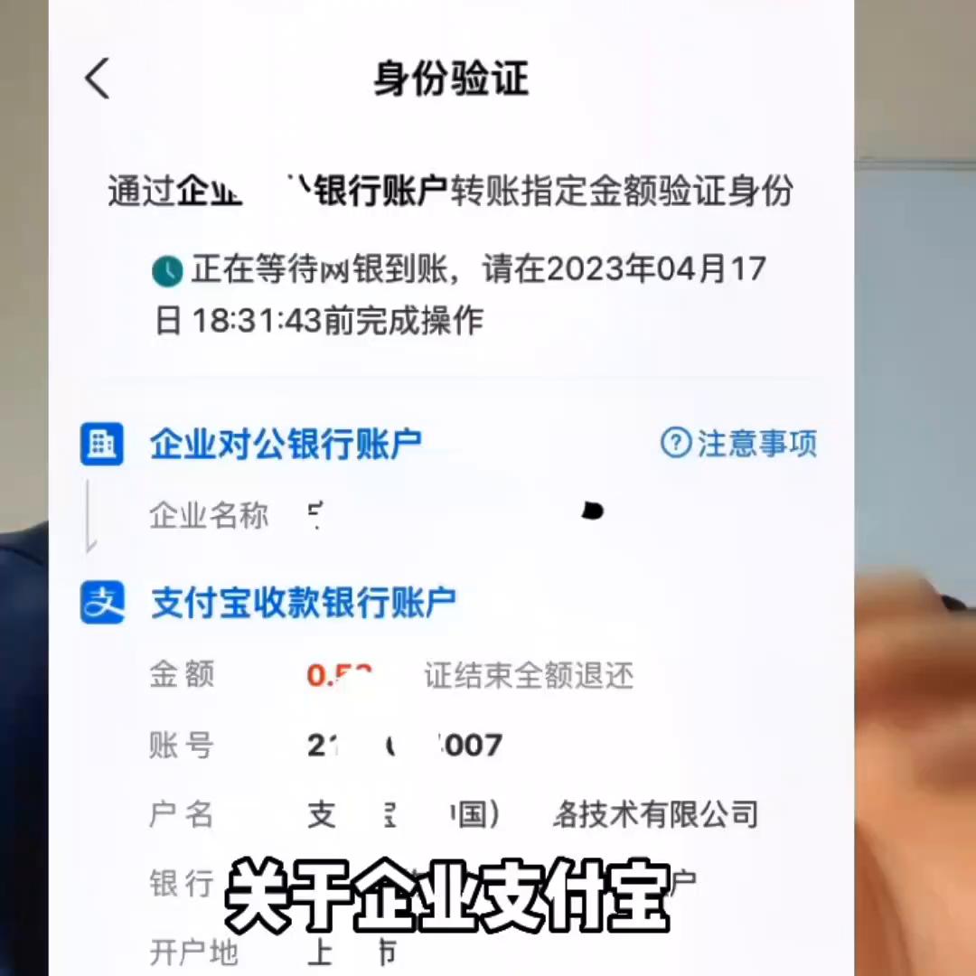 企业支付宝出现对公打款验证,支付宝企业对公账户打款认证流程