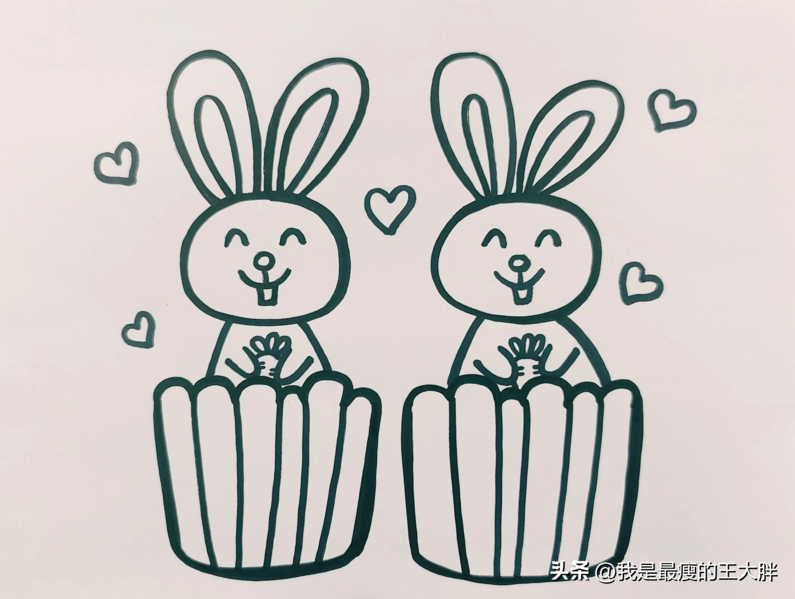 简笔画教程简单易学画小白兔,每日一画简笔画教程涂色