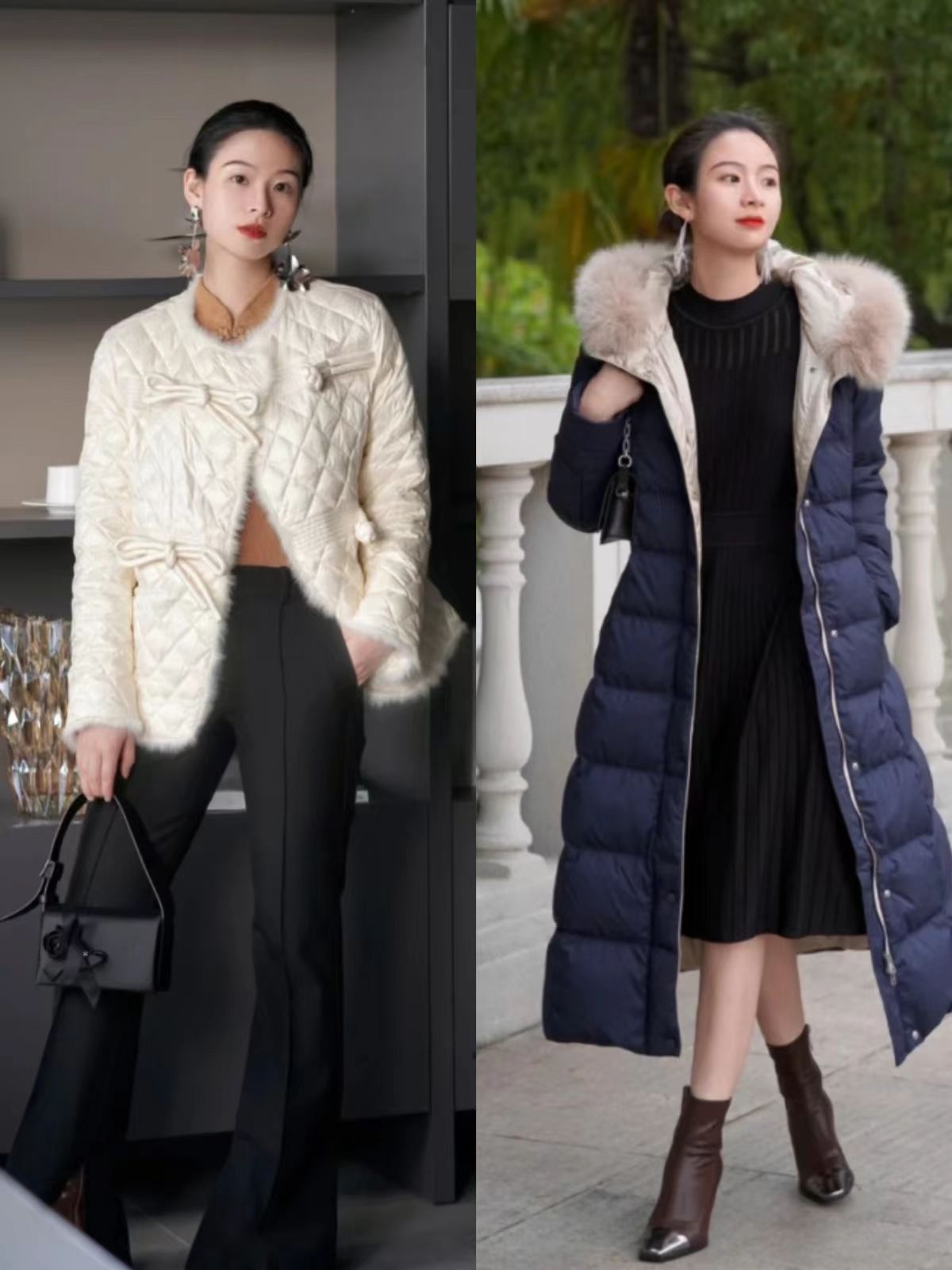入冬了穿羽绒服,冬季高筒靴穿搭羽绒服