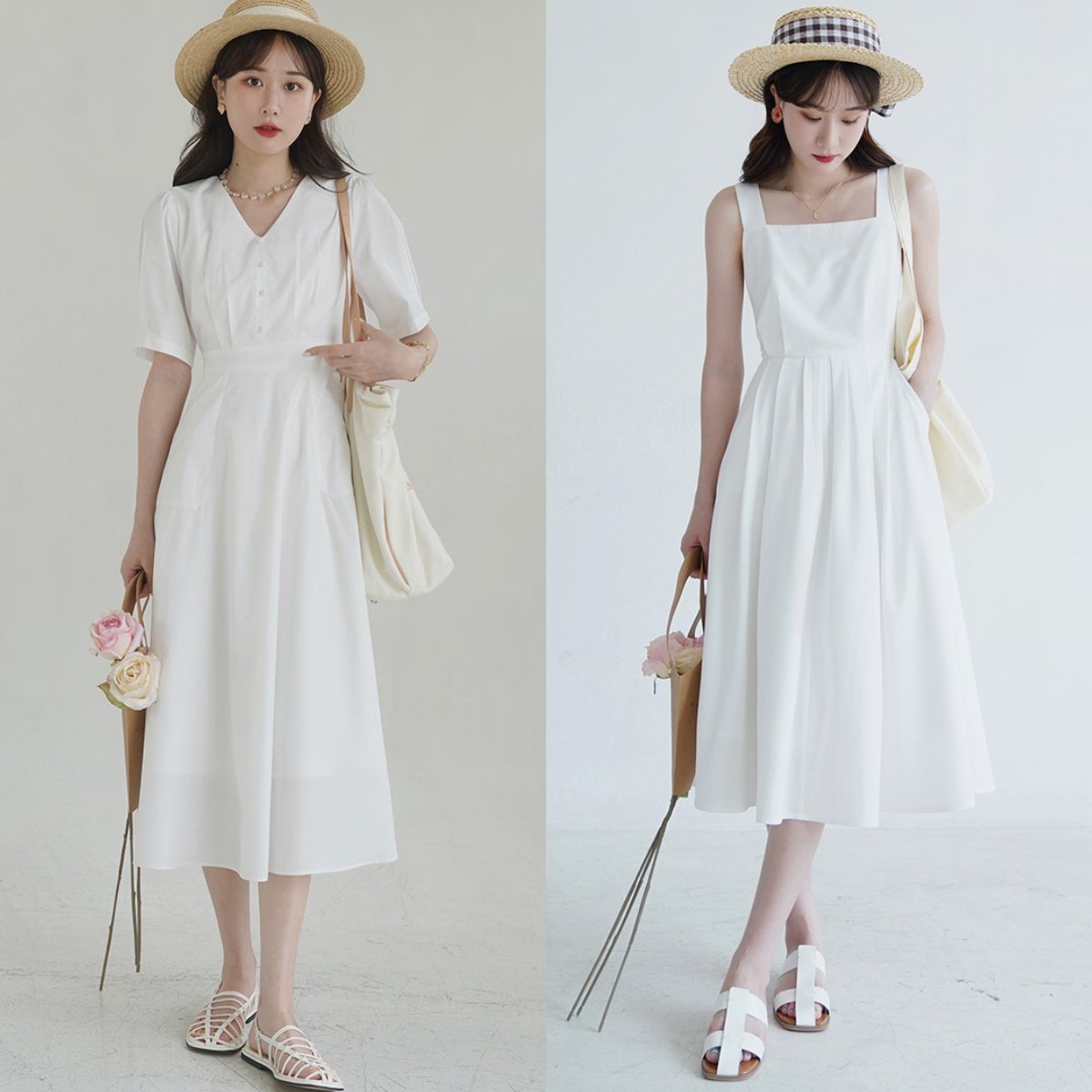 怎样把白裙子穿好看,白裙子粉鞋子穿搭