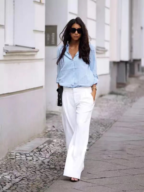 蓝色衬衫怎样搭配出时尚的感觉,藏蓝色衬衫穿搭什么风格