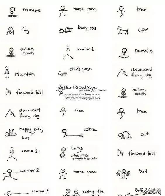 瑜伽排课体式小人图简易版,瑜伽体式动作小人图
