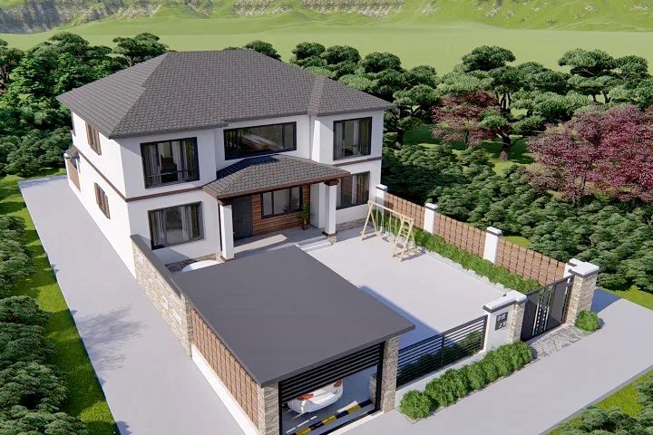 乡下二层小院图片东北农村别墅,简洁好看中式二层别墅小院