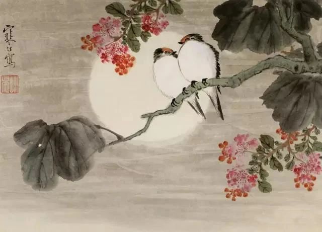 江寒汀写意黑山雀石榴花图,江寒汀写意花鸟千峰竞秀原作尺寸